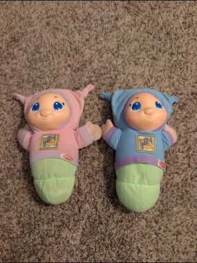 Vintage Playakool Pink and Blue Gloworm Dolls - Set of 2